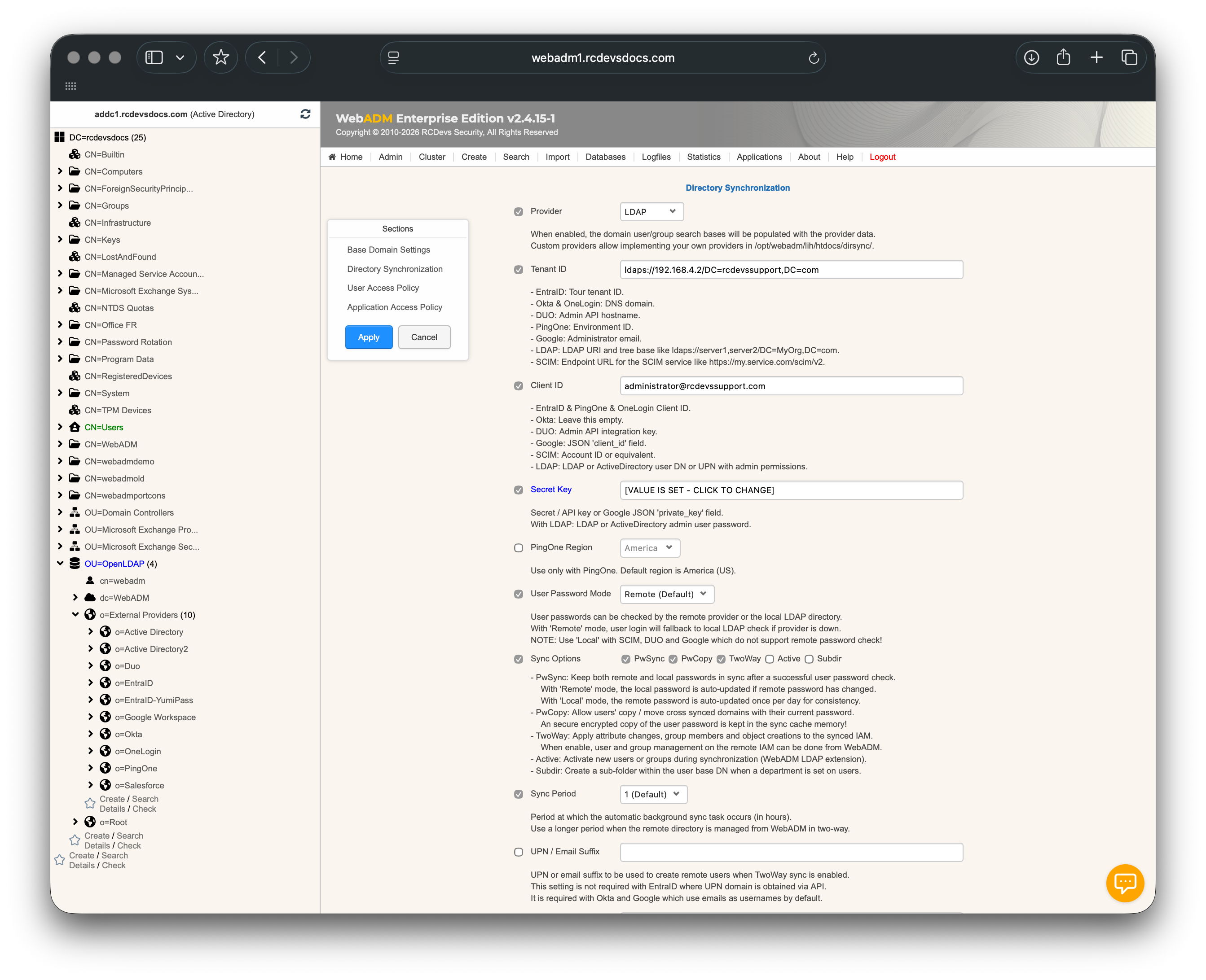 Synchronization options