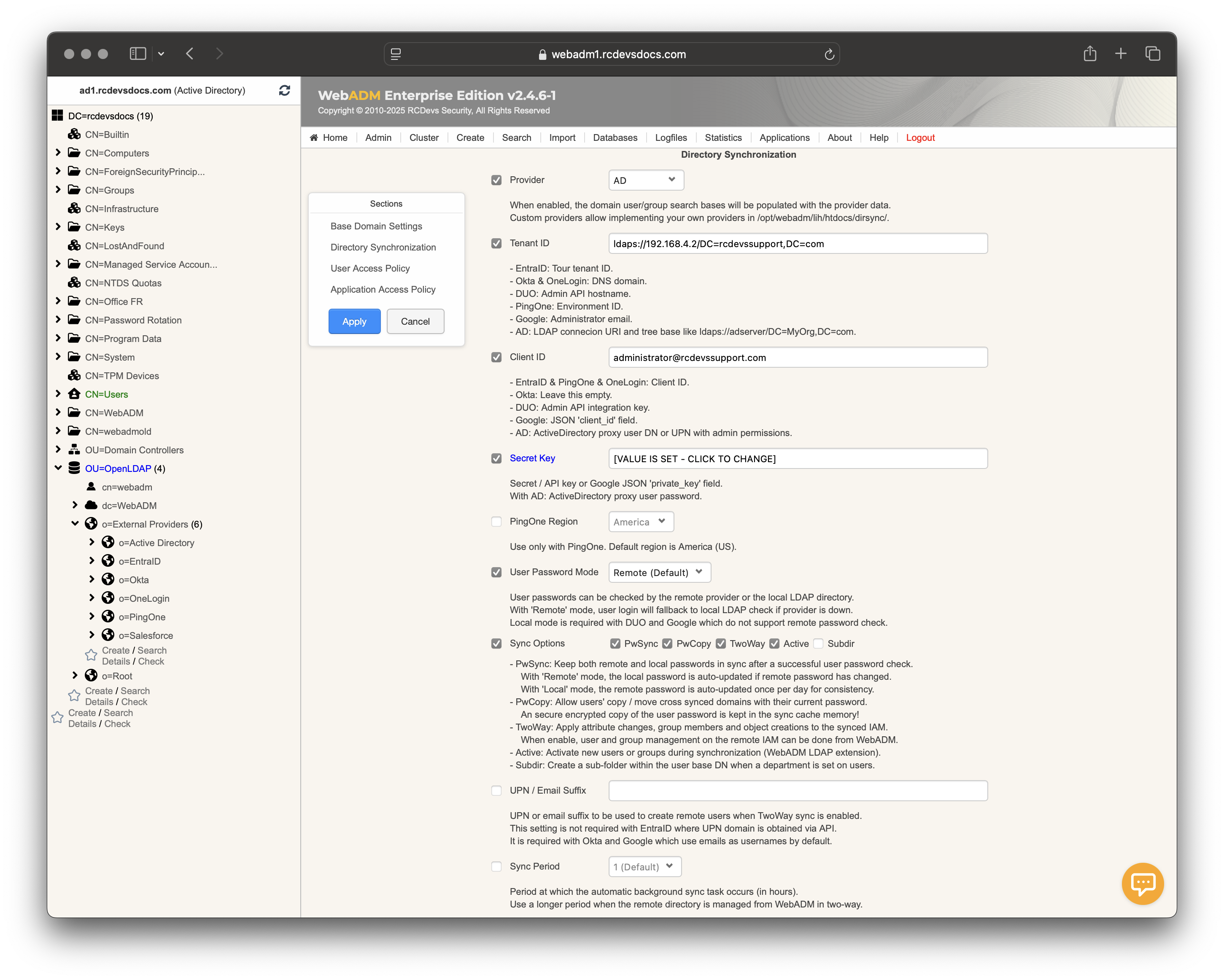 Synchronization options