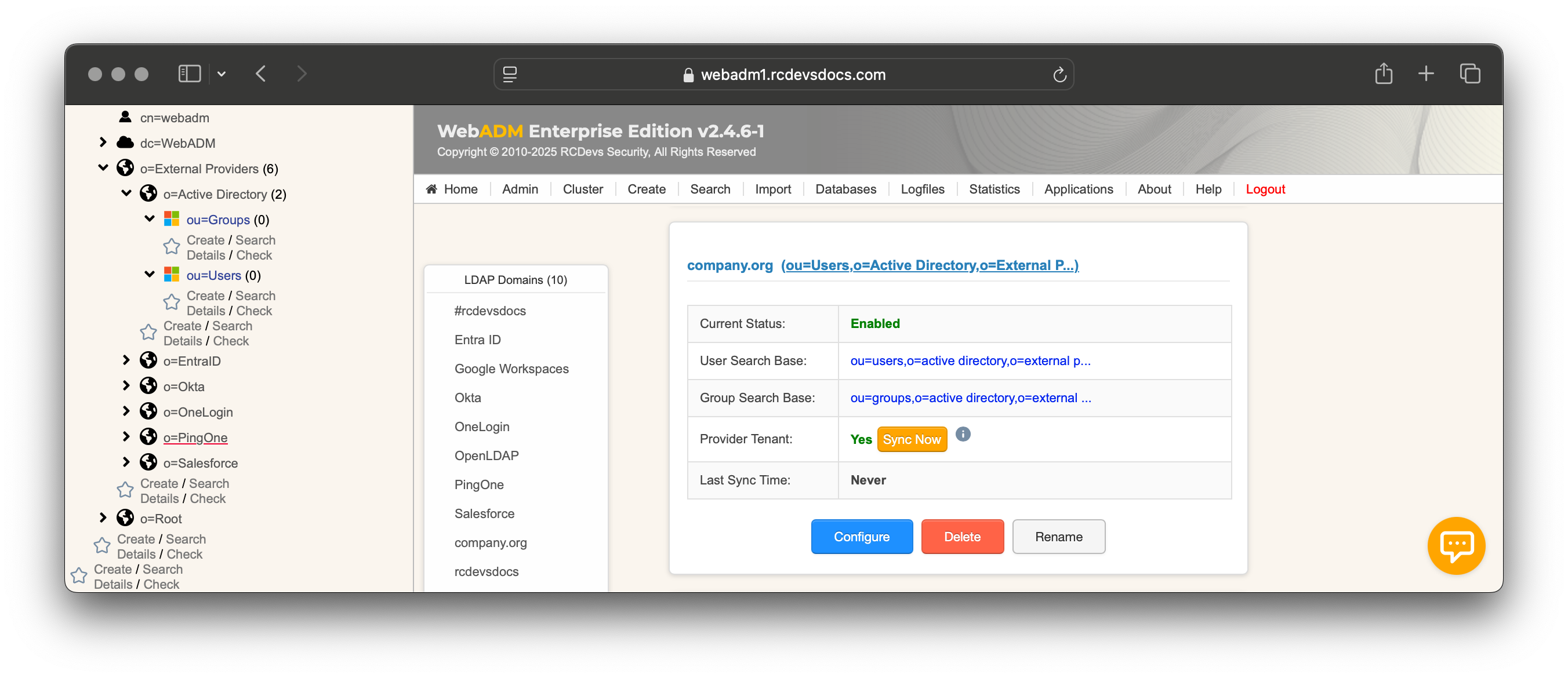 Domain object configured