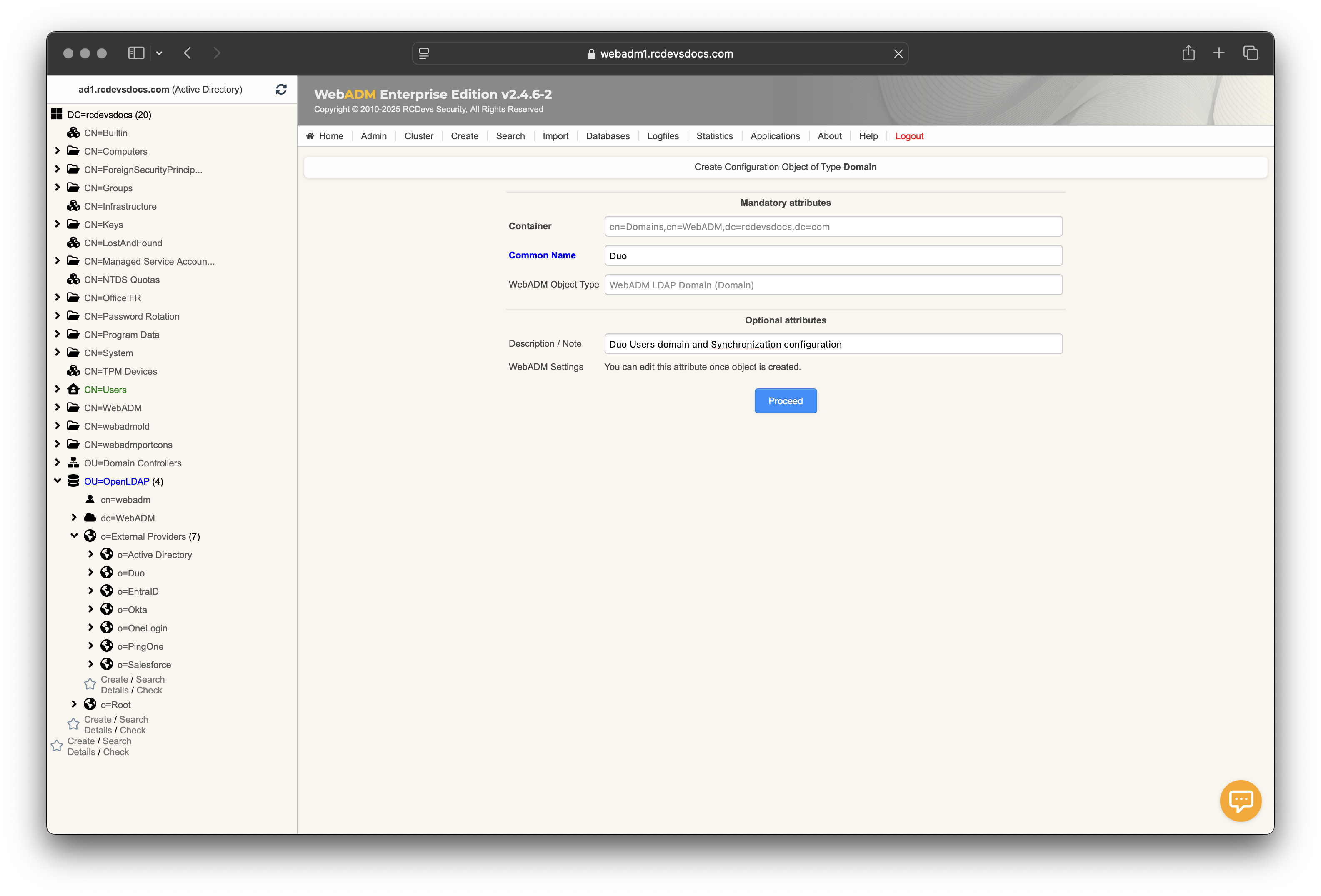 domain creation