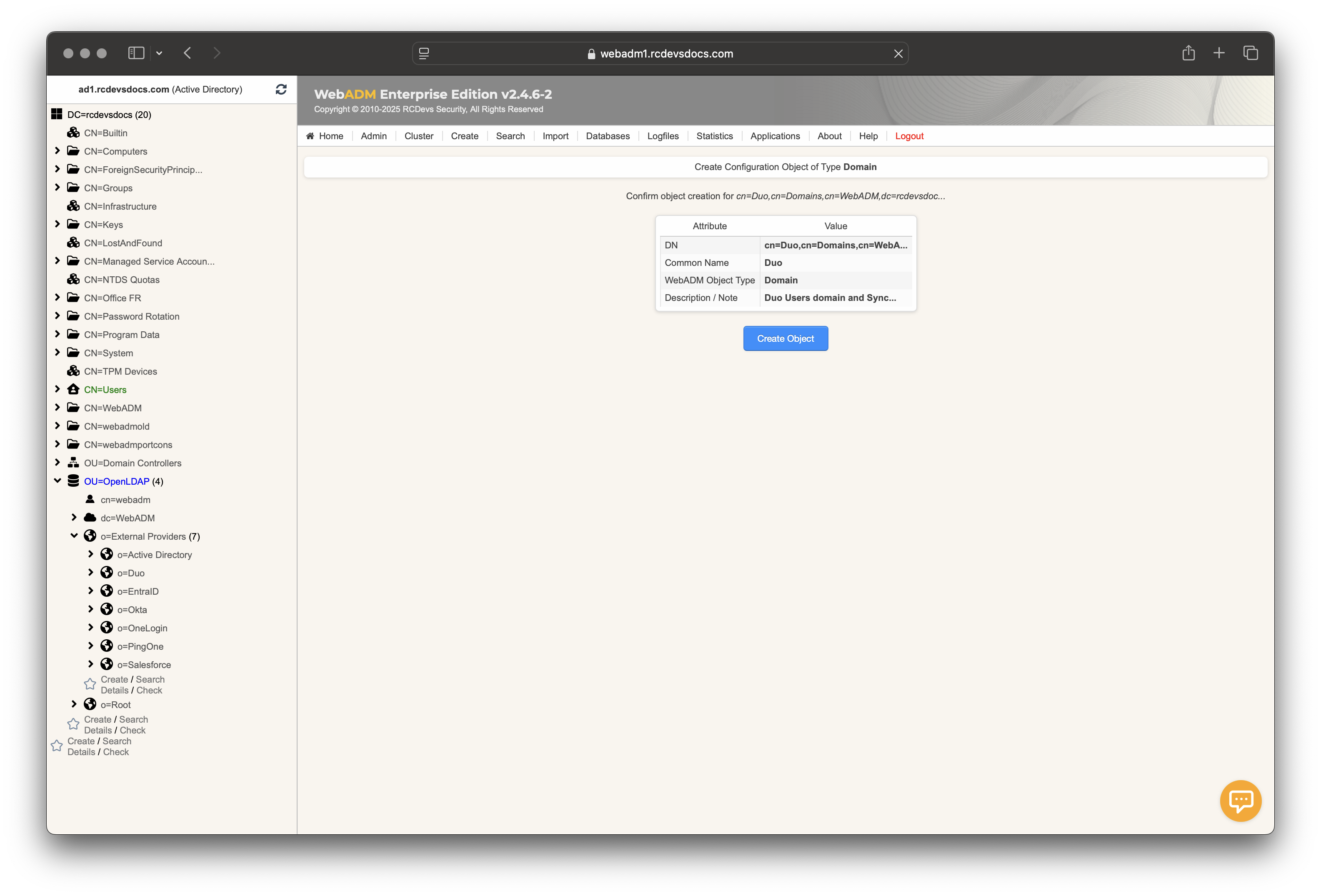 domain creation