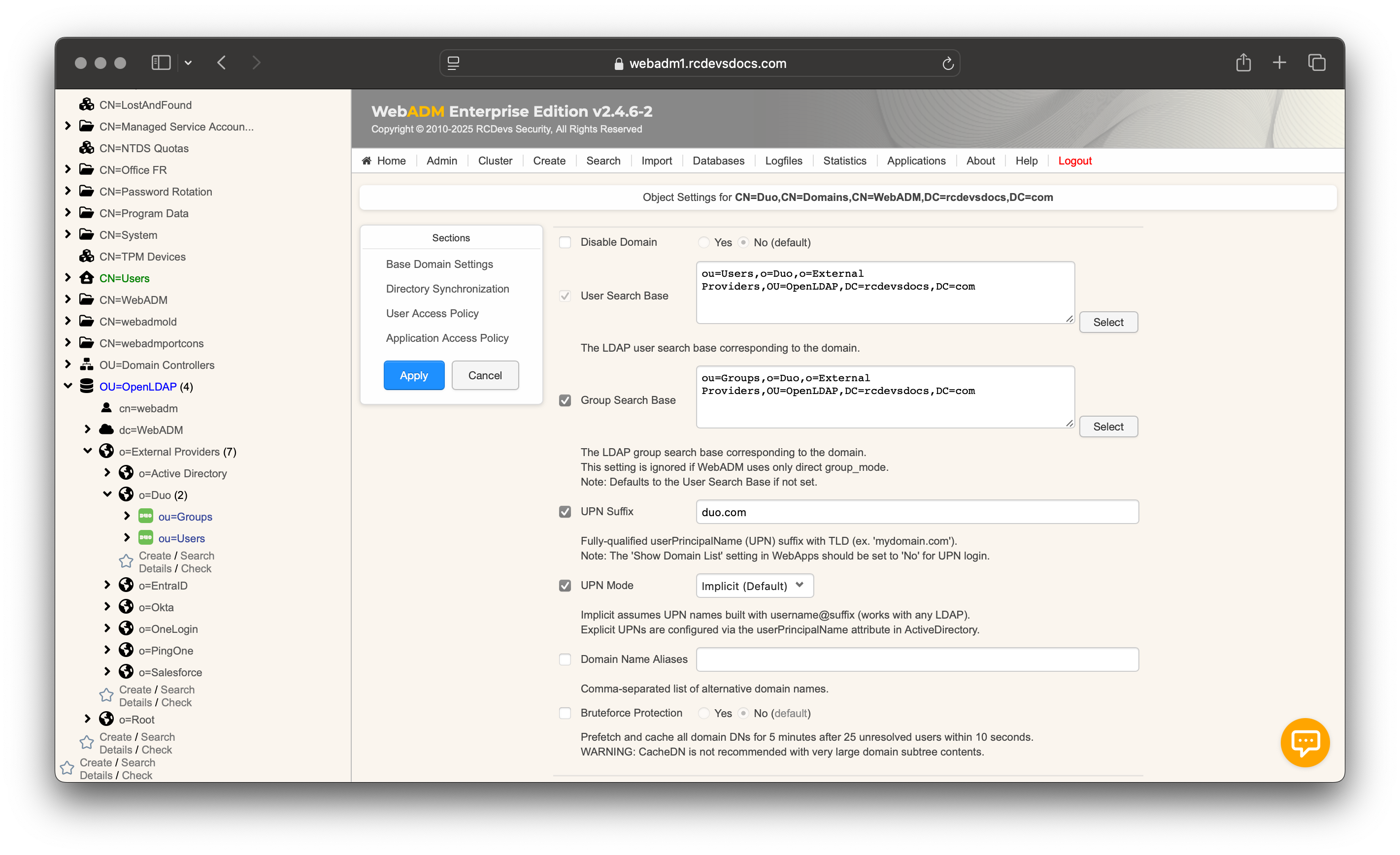domain configuration