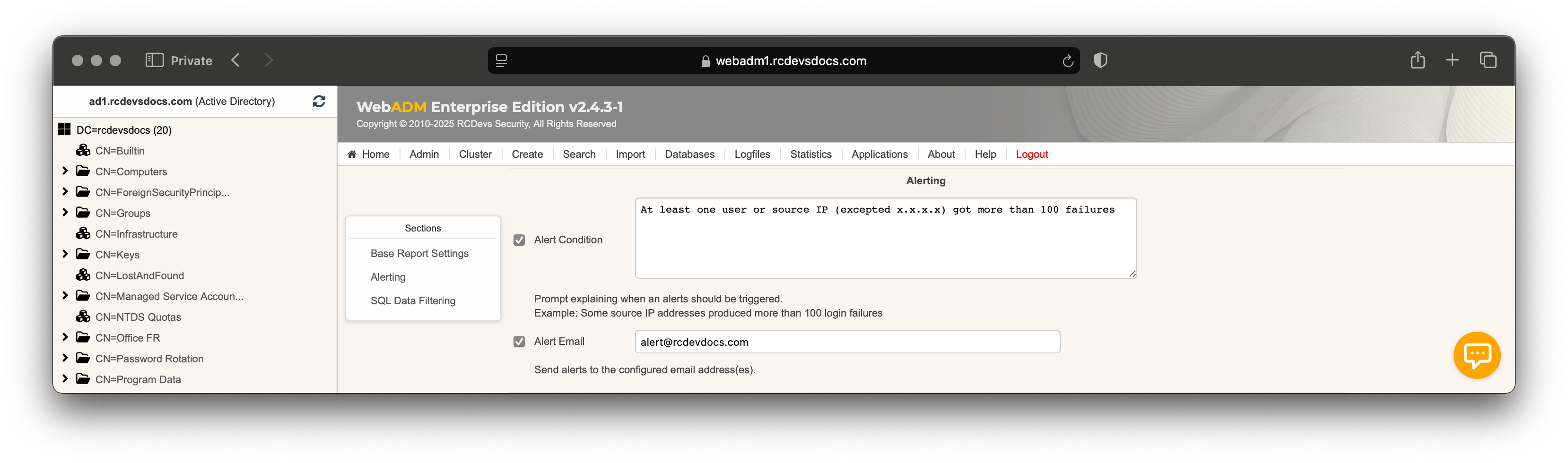 User Activity Reports Configuration