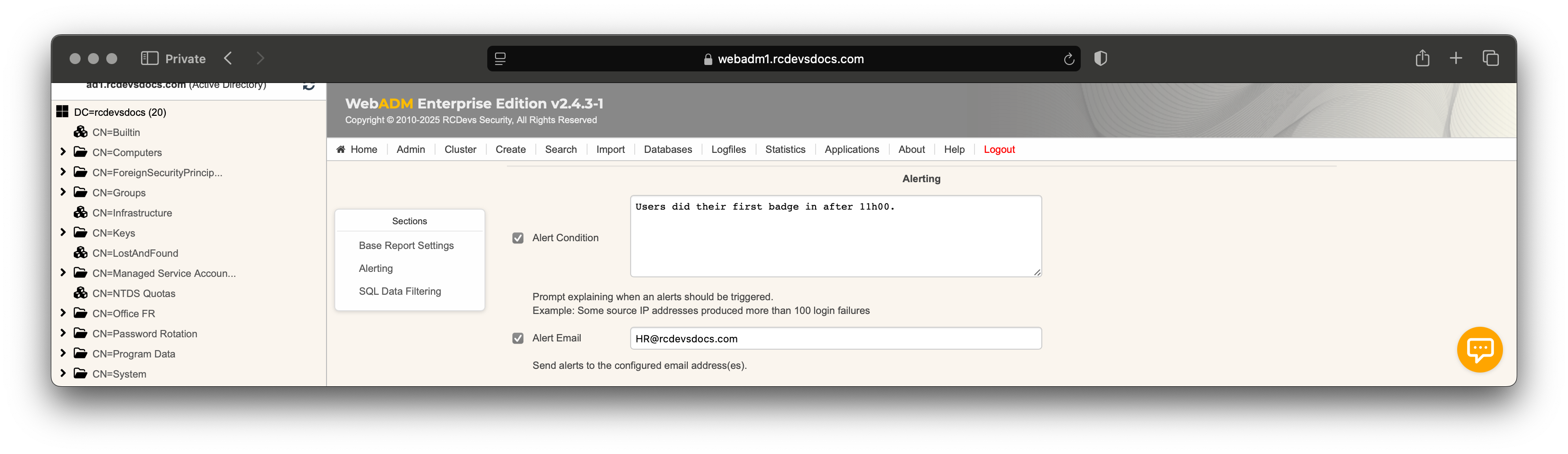 User Presence Reports Configuration