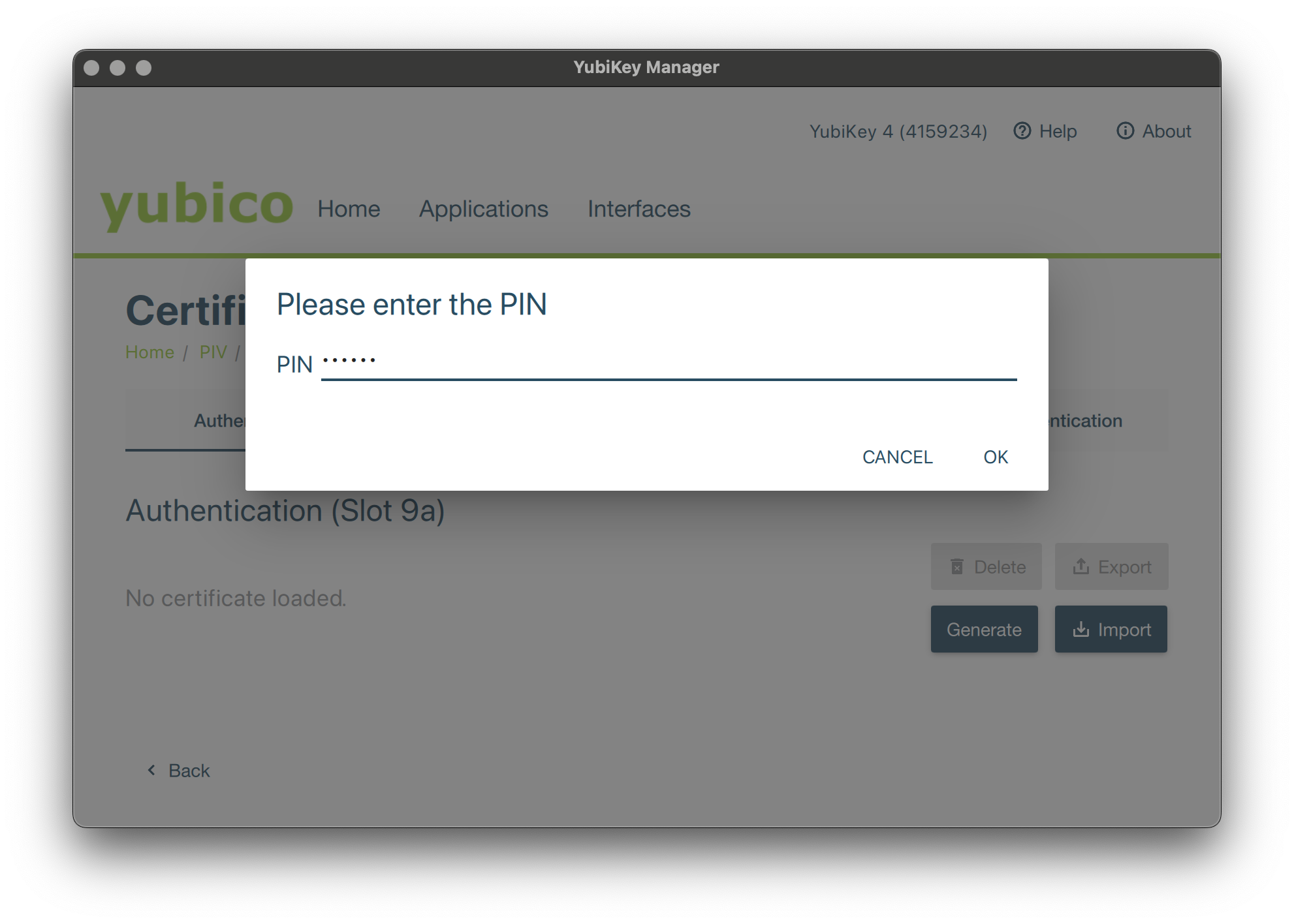 Smartcard PIN