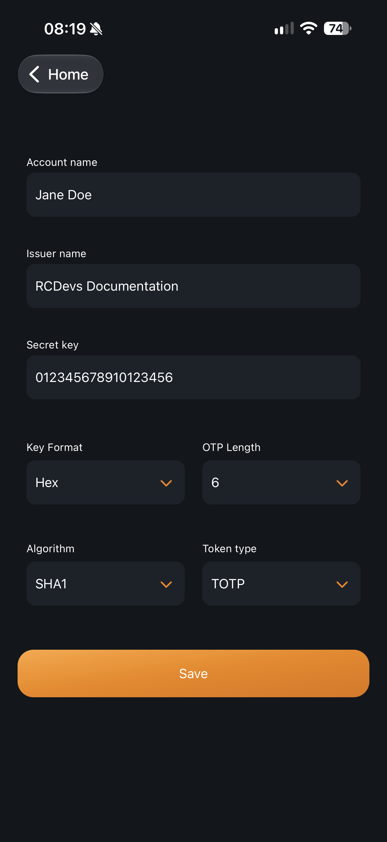 Configure Manual Token