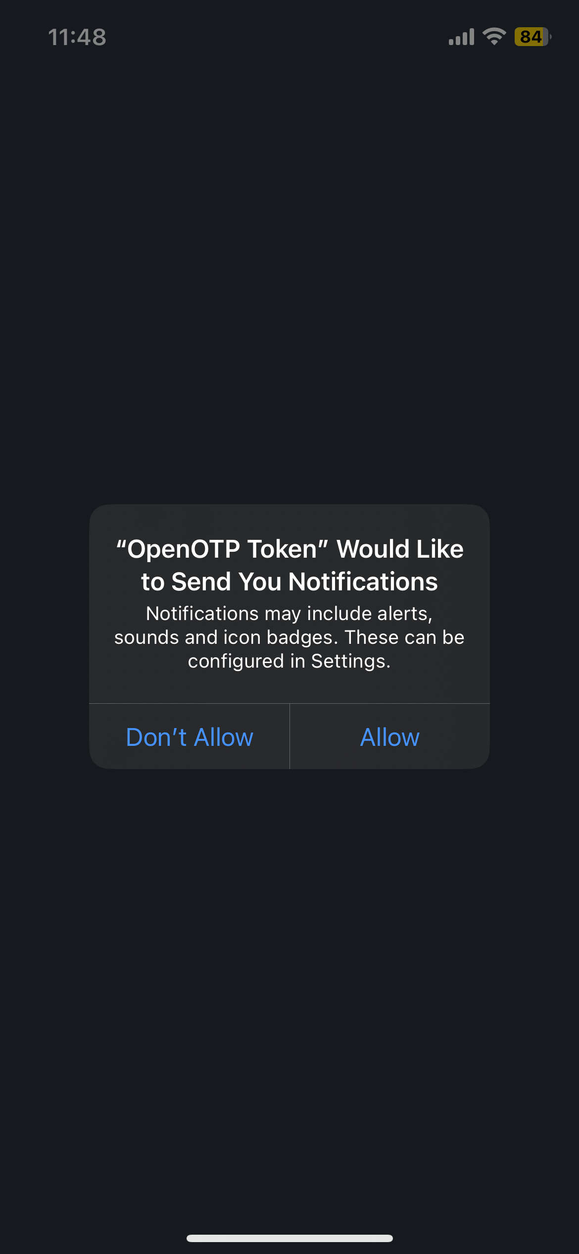 OpenOTP Token Notifications Permission