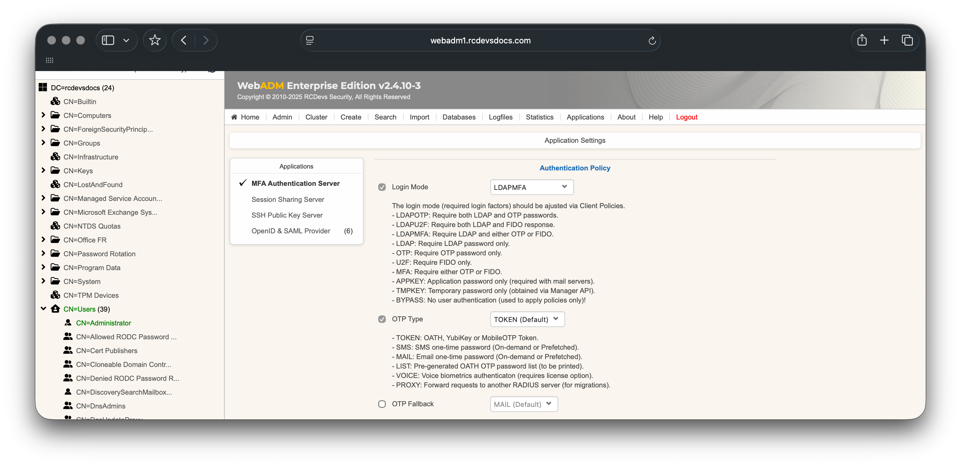Fortinet MFA settings