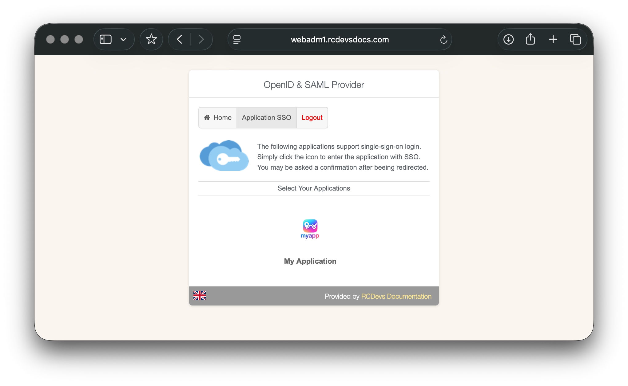 Application SSO portal